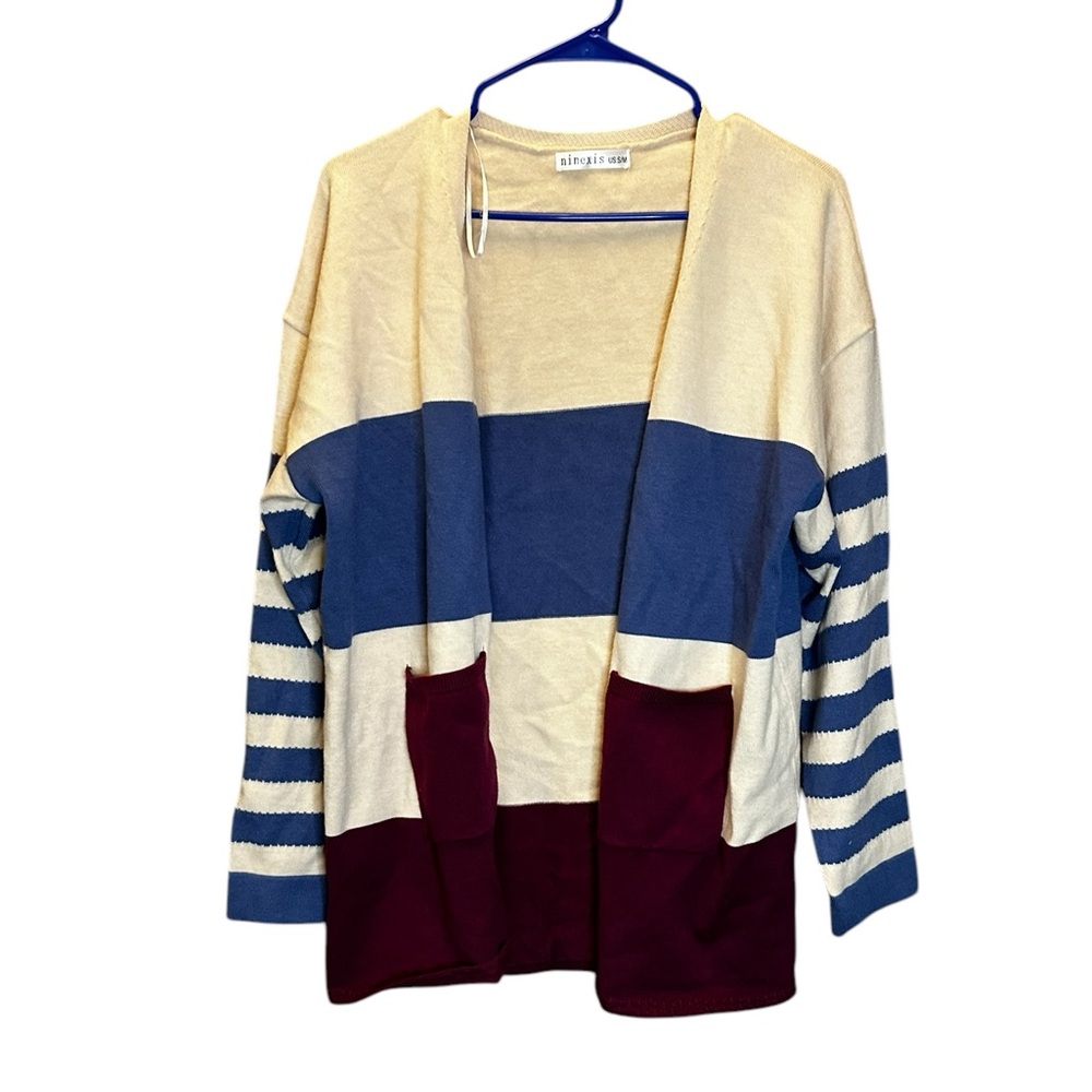 Ninexis super soft stripe color blocked cardigan small / medium